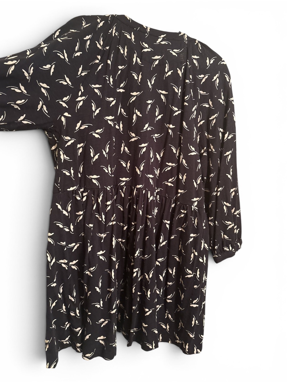 Maeve Black Mini Dress with Cream Leaf or Butterfly Motif XL Anthropologie - Picture 3 of 7